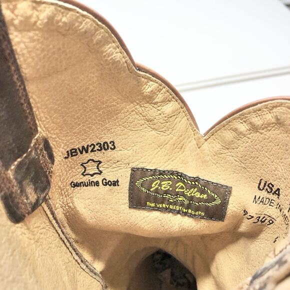 JB Dillon Genuine Goatskin Leather 10 B Western Farm Ranch Rodeo Cowboy Boots main image 10